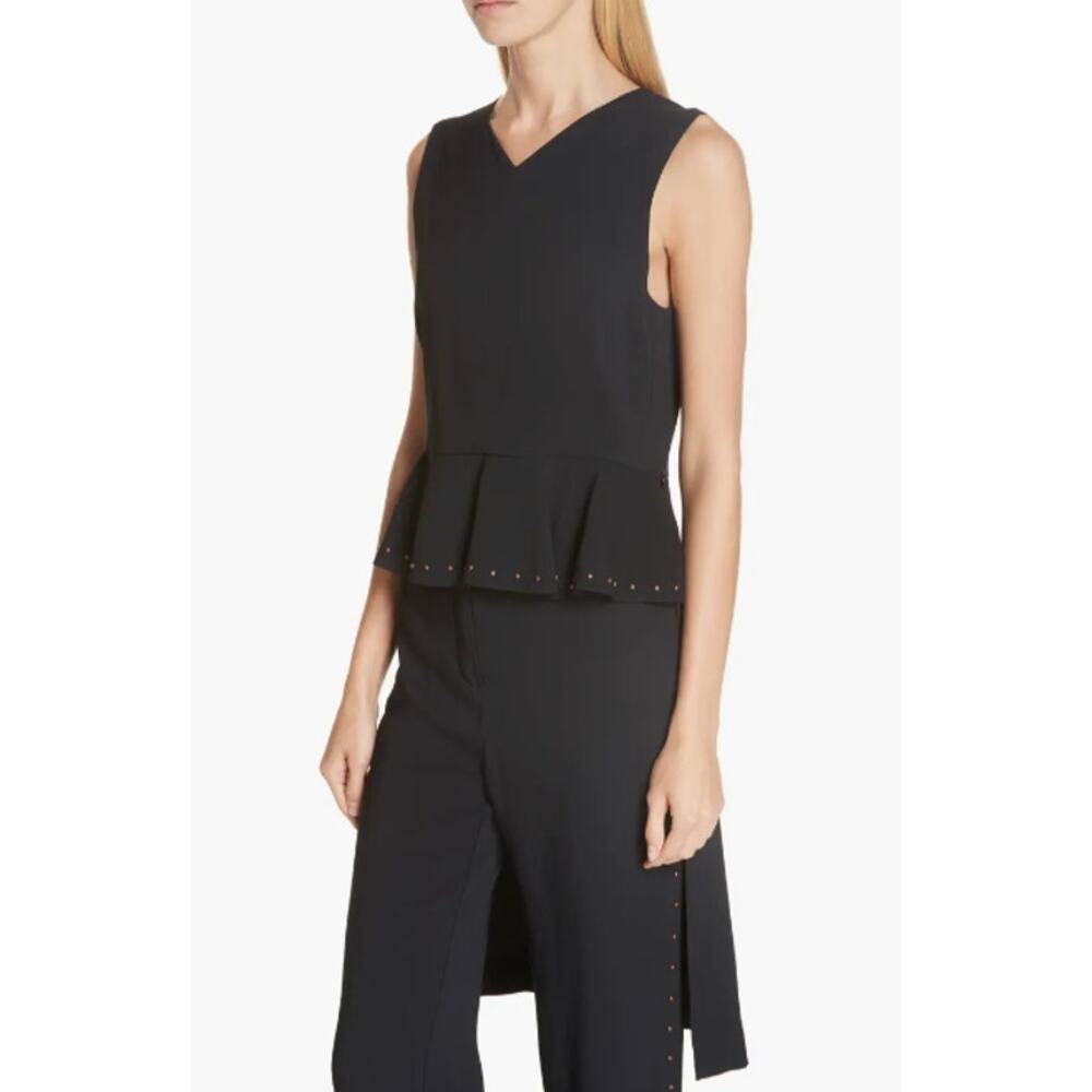 SEE BY CHLOE Women's Top Size 34 US 2 Black V-Neck Studded Peplum High/Low